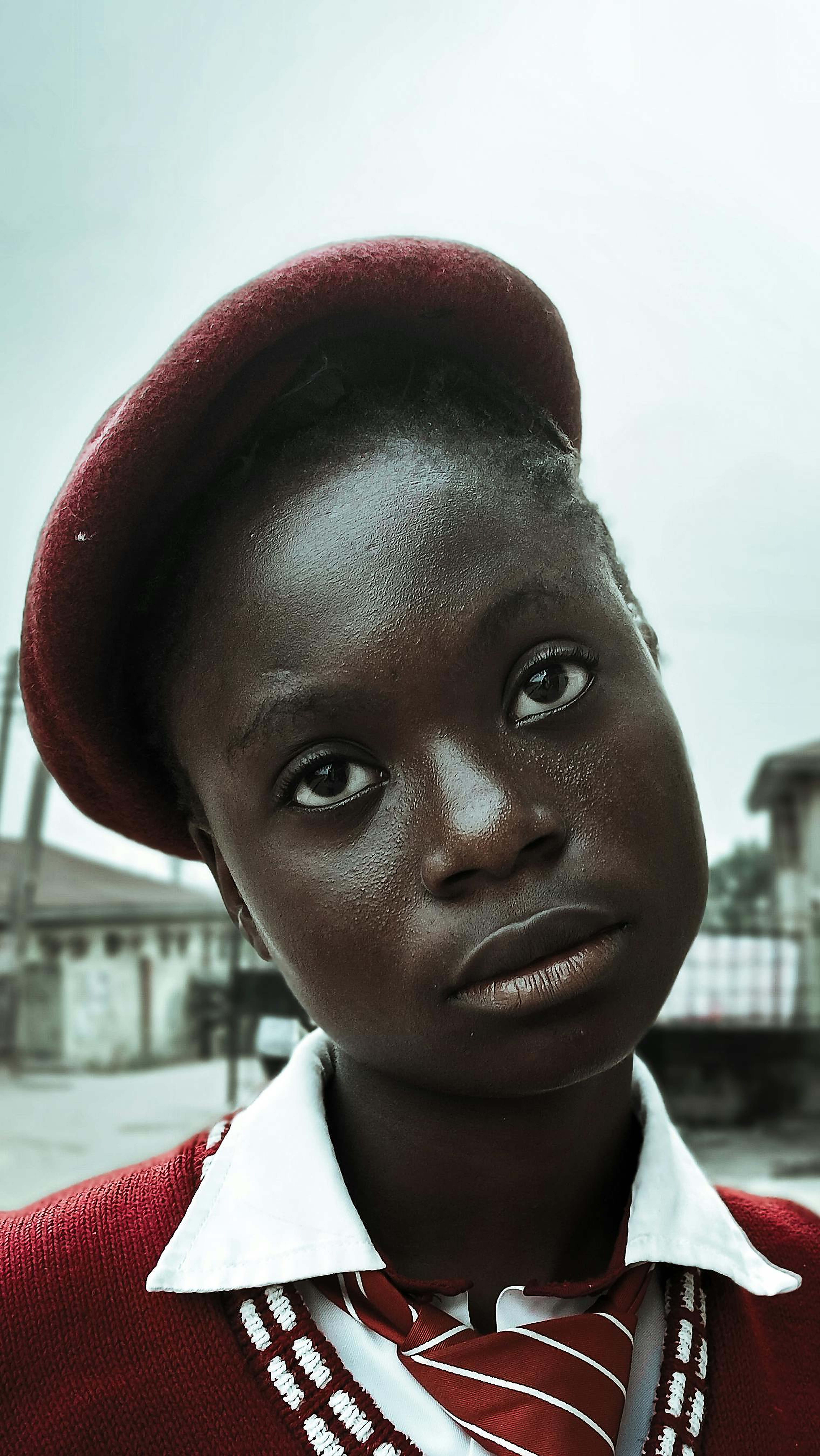 Nigerian schoolgirl in school uniform